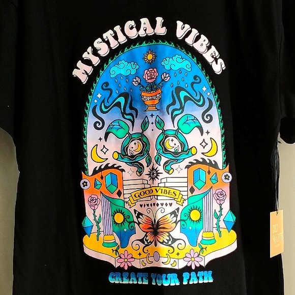 Cult Favorite Festival Graphic T Shirt Women's Oversized Small Mystic Vibes - Picture 10 of 10